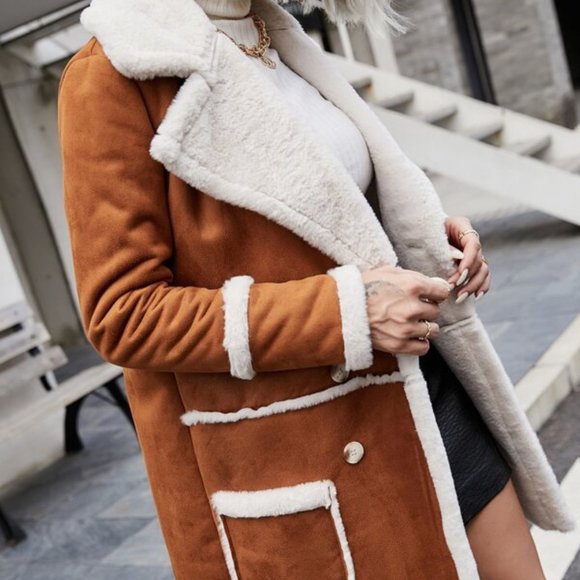 BOHO BABE Faux Suede w/Faux Fur Double breasted pe - Picture 6 of 6